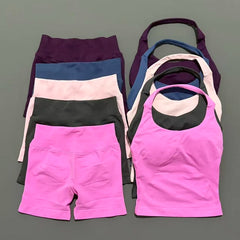 Women’s Seamless Halter Sports Bra & Shorts Gym Set