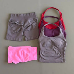 Women’s Seamless Halter Sports Bra & Shorts Gym Set